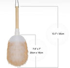Feather Duster, Lambswool Duster for Cleaning Set of 2, Wooden Handle with Hanging Rope, Washable Reusable Small Hand Duster for Cleaning Wall Plant Desk, Blind Cleaner Duster Tool