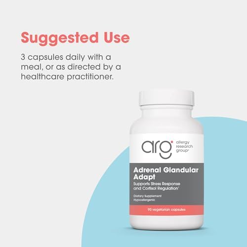 Allergy Research Group - Adrenal Glandular Adapt - Supports Healthy Stress Response and Cortisol Regulation - Hypoallergenic - 90 Vegetarian Capsules