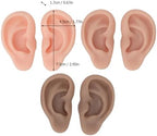 3 Pairs Silicone Ear Model - Flexible Fake Ear in 3 Colors - Soft Realistic Ear Model for Professional and Beginners Piercing Practice,Earring Jewelry Display Props Acupuncture Teaching Tool