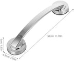 Zerodeko Suction Grab Bars for Shower 12 Inch Chrome Suction Shower Handles for Elderly Bathroom Safety Handrail Wall-Mounted Silver Grab Bar for Glass Doors