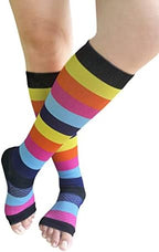 Open Toe Compression Socks Women Men 2 Pairs 15-20mmHg Toeless Compression Support Socks Circulation Recovery
