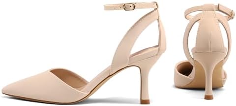 mysoft Women's Pumps Shoes Pointed Toe Kitten Low Heels Stiletto Ankle Strap Closed Toe Wedding Party Dress Sandals
