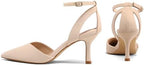 mysoft Women's Pumps Shoes Pointed Toe Kitten Low Heels Stiletto Ankle Strap Closed Toe Wedding Party Dress Sandals