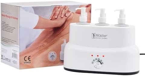 Master Massage 3-Bottles Massage Oil, Lotion, Cream Warmer Heater with Empty Bottles- Massage Cream Heating Device- Salon SPA Massage Body Therapy, White