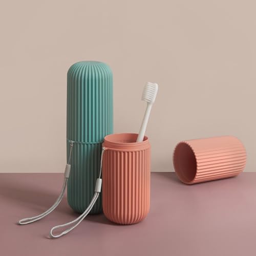 Beaupretty Toothbrush Travel Covers 2 Pack Portable Toothbrush Box Lanyard Tidy Storage for Brush and Paste Safe Plastic