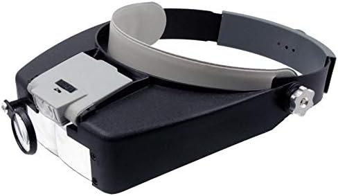 Zega Crafts Headband Magnifier w/ 3 Multi-Depth Magnifying Lenses & Detachabe Worklight