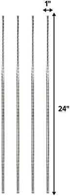 Stainless Steel Chrome Wire Shelving Posts – Set of 4 Adjustable Poles (24") – Heavy Duty, Commercial Grade for Wire Racks & Storage Shelving Units