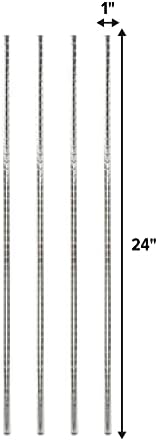 Stainless Steel Chrome Wire Shelving Posts – Set of 4 Adjustable Poles (24") – Heavy Duty, Commercial Grade for Wire Racks & Storage Shelving Units