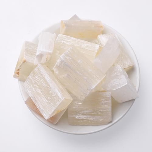 Selenite Raw Crystals, Large 1.25-2.0" Healing Crystals Natural Rough Stones Crystal for Tumbling, Cabbing, Fountain Rocks, Decoration, Polishing, Wire Wrapping, Wicca & Reiki