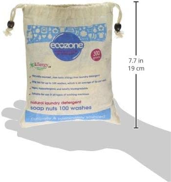 Ecozone Soap and Indian Wash nuts replaces laundry powder and detergents, 300g bag, 100 washes. by Ecozone
