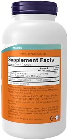 NOW Foods Supplements, Coral Calcium 1,000 mg, Bone Health*, Healthy pH Balance*, 250 Veg Capsules