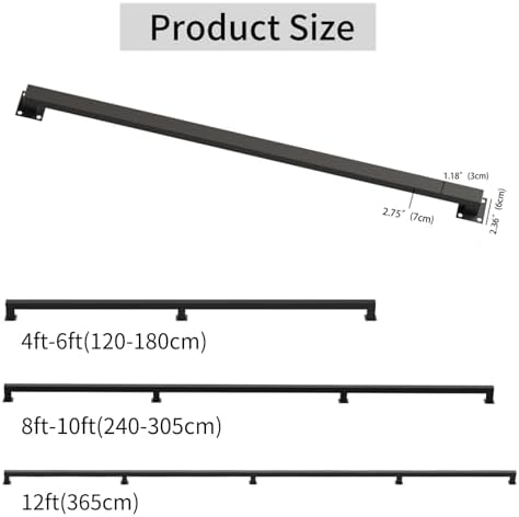 10FT Black Iron Railings for Indoor Stairs, Industrial Handrail Wall Mounted, 500lbs Load Capacity, Sturdy Stair Railing for Loft Porch Deck, 3 Sections