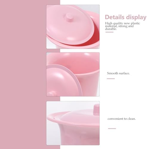 FRCOLOR Plastic Bedpan with Lid and Elderly, Home Urinal Container Portable Spittoon Bucket, Pink 1pcs for Bedridden Patients and Daily Bathroom Aid Random Color