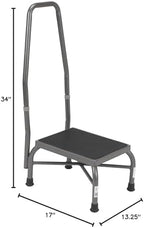 Drive Medical 13062-1SV Bariatric Heavy Duty Step Stool with Handrail, Silver Vein