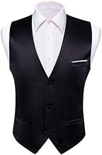 Barry.Wang Vest for Men Business/Leisure Dress Suit Vests V-neck 2 Pockets Wedding Party Tuxedo Satin Waistcoat