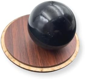 WholesaleGemShop Natural Black Obsidian Quartz 40-45 mm Ball Sphere Gemstone A+ with Stand Hand Carved Crystal Altar Healing Devotional Focus Spiritual Chakra Cleansing Metaphysical Gift for Men Women