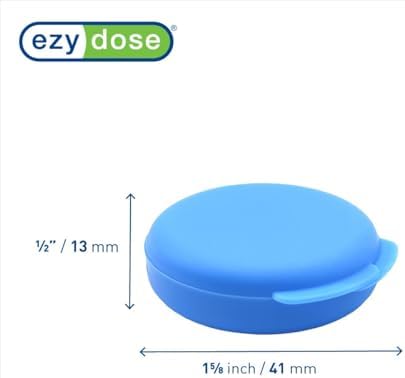 EZY DOSE Daily Round, Portable On-The-Go Pocket Pharmacy, Pill Box, Organizer and Vitamin Containers, Snap Shut Lids, Perfect for Traveling, Blue and Purple, 2 Pack, BPA Free