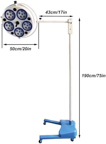 Mobile LED Shadowless Light, Surgical Operating Lamp, Surgical Exam Light, Medical Exam Light, Dental Lamp,Type Floor Standing Shadowless Light Lamp, Deep Lighting, Controllable Light Source