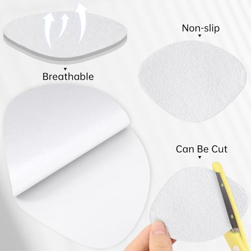 Shoe Heel Patch, 4 Pairs 2 Sizes Quick Self-Adhesive Hole Repairs for Sneakers and Flats, Heel Pads (White)