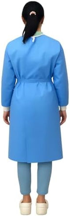 Disposable Isolation Gowns for Medical, Dental and Lab, Poly-Reinforced SMS Fabric, Level 3 Sterile, Latex-Free, Long Cuffed Sleeve, One Size, Blue - Pack of 10