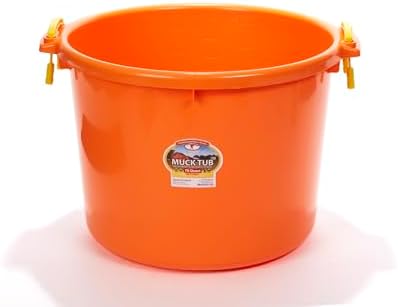Little Giant® Plastic Muck Tub | Durable & Versatile Utility Bucket with Handles | Muck Bucket | Durable Handles | 70 Quart | Orange
