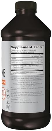 NOW Foods Sports Nutrition, L-Carnitine Liquid 1000 mg, Highly Absorbable, Citrus, 16-Ounce