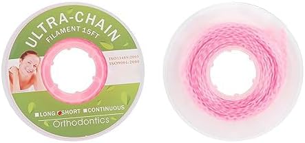 Colourful Elastic Power Chain for Braces Dental Orthodontic Powerchains 3 Sizes Ortho Rubber Band(Continuous,Pink 20#)