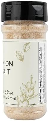 Olive & Vine Onion Salt, Savory Flavor, For Seasoning & Cooking, Rich Tradition, Authentic Taste, For Global Recipes (8 Ounce)