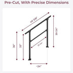 CR Fence & Rail 2-3 Step Stair handrail, Perfect for Hand Rails for Outdoor Steps, Indoor Staircase handrail & Porch, Deck, and Balcony for Seniors, with 40" Top Rail