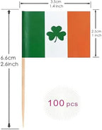 100 Pcs Irish Ireland Shamrock Toothpick Flag Saint Patrick's Day Clover Small Mini Cocktail Fruit Cupcakes Toppers Food Stick Flags Decorations