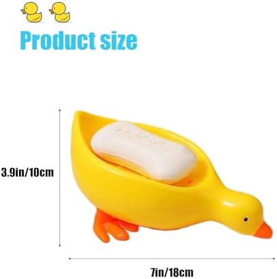 2Pcs Cute Duck Shape Soap Dish,Soap Dish with Drain Perforations,Durable and Sturdy Soap Box,Easy Cleaning Soap Saver Tray Decoration for Bathroom, Sinks, Kitchen