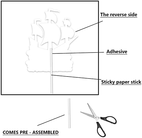 Pirate Cake Topper Happy Birthday Black White Glitter Theme Decor for Kids Nautical Party Decorations Supplies