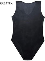 EXLATEX Latex Bodysuit Women Swimsuit Latex Rubber Gummi Leotard Black Latex Catsuit