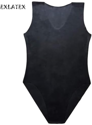 EXLATEX Latex Bodysuit Women Swimsuit Latex Rubber Gummi Leotard Black Latex Catsuit