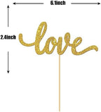 Gold Glitter Love Cake Topper - for Wedding/Engagement/Bridal Shower/Anniversary/Birthday/Bachelorette/Confession Party Decorations Supplies