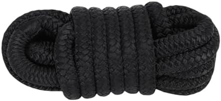 Keenso Boat Dock Line, Double Weave Nylon Rope for Mooring with 12in Loop, Marine Grade High Strength Docking Rope 1/2 Inch X15 Ft for Boats up to 35ft (Black)