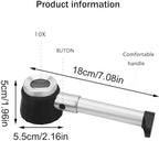 Rongon Jewelers Loupe Magnifiers 10X Magnifying Glass with Light Magnifying Lens with Light Scale and Measure Scale for Jewelry, Seniors Read, Map, Stamps, Macular Degeneration, Inspection