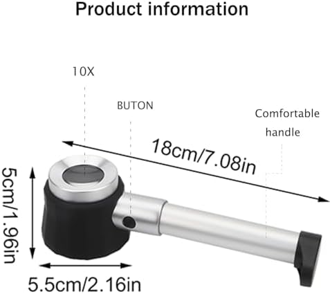 Rongon Jewelers Loupe Magnifiers 10X Magnifying Glass with Light Magnifying Lens with Light Scale and Measure Scale for Jewelry, Seniors Read, Map, Stamps, Macular Degeneration, Inspection