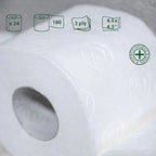 Renova Grand Purissimo White Toilet Paper 24 Rolls, 3-Ply, Fragrance-Free, 180 Sheets/Roll, 4.5 x 4.5 in Wide Sheets, FSC Certified, Dermatologically Tested