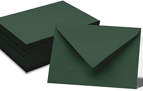 Darling Souvenir A2 Dark-Green Invitation Envelopes (4 3/8 x 5 3/4) Euro V-Flap 80 LBS Self-Adhesive Perfect for Greeting Cards, RSVP, Photo, Birthday, Event -Packs & Colours Available