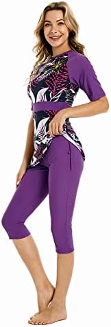 Modest Swimsuit Women's Rash Guard Short Sleeve Swimwear Modesty Swimming Costume Surfing Suit Burkini