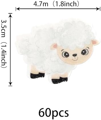 60 Pack Edible Sheep Cupcake Toppers Farm Animals Theme Cupcake Picks Water Paper Sheep Farm Animal Decorations for Baby Shower Kids Boys Girls Birthday Baby Shower Party Supplies