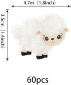 60 Pack Edible Sheep Cupcake Toppers Farm Animals Theme Cupcake Picks Water Paper Sheep Farm Animal Decorations for Baby Shower Kids Boys Girls Birthday Baby Shower Party Supplies