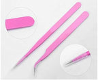 Aoshang 2PCS Stainless Steel Straight and Curved Tip Tweezers Nippers for Eyelash Extensions and Nail Art Sticker Rhinestone Eyelash Picker Acrylic Gel Nail DIY Art
