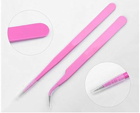 2PCS Stainless Steel Straight and Curved Tip Tweezers Nippers for Eyelash Extensions and Nail Art Sticker Rhinestone Eyelash Picker Acrylic Gel Nail DIY Art
