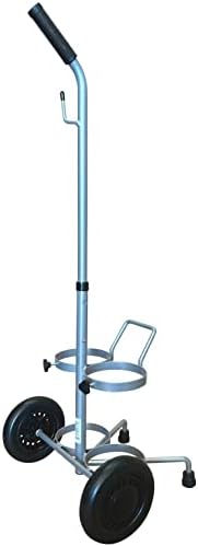 ResOne Dual Oxygen Tank Cart, Portable Oxygen Cart with Wheels, Adjustable Handle, Powder‑Coated Steel Frame, Holds 2 Size D or E Cylinders