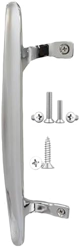 Sliding Patio Door Pull Handle,Diecast Zinc Alloy Heavy.Fits 6-5/8 inch Hole Spacing Diecast Durable and Beauty,Easy Installation,Sliding Glass Door Handle (02-Chrome Silver)