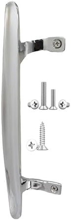 Sliding Patio Door Pull Handle,Diecast Zinc Alloy Heavy.Fits 6-5/8 inch Hole Spacing Diecast Durable and Beauty,Easy Installation,Sliding Glass Door Handle (02-Chrome Silver)
