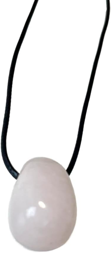 VIE Tumbled Pendant, Black Cord, Rose Quartz