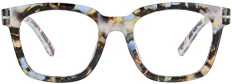 Peepers by PeeperSpecs Women's to The Max Square Light Blocking Reading Glasses, Blue Quartz, 49 + 1.25